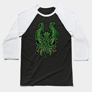 Coloured Cthulhu on Black Baseball T-Shirt